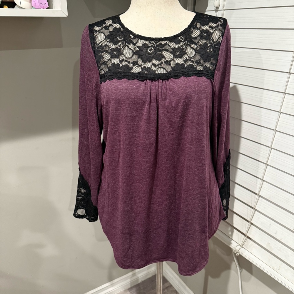 Kiyonna‎ Plum Lace Accent Blouse